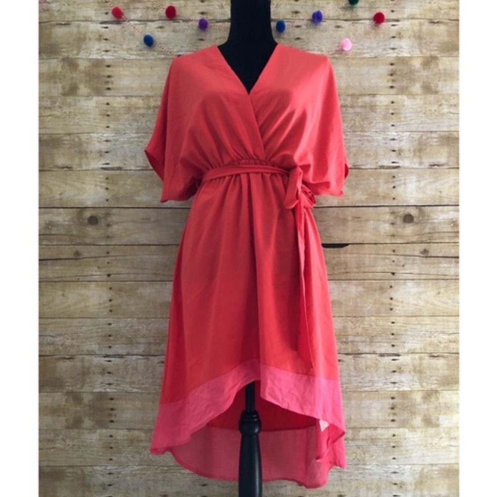 Blue Rain Kimono sleeve high low dress